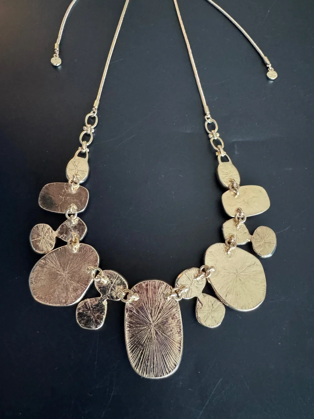 Gold-Tone Statement Adjustable Necklace‎ with Champagne Resin Stones